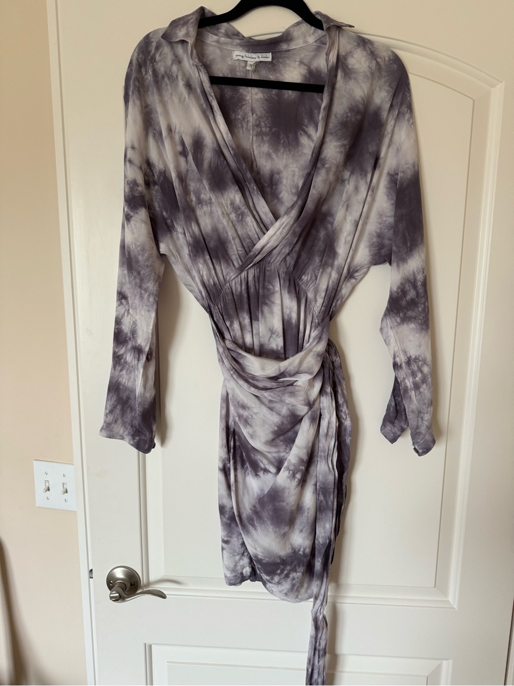 Young Fabulous & Broke Gray Tie-Dye Wrap Dress